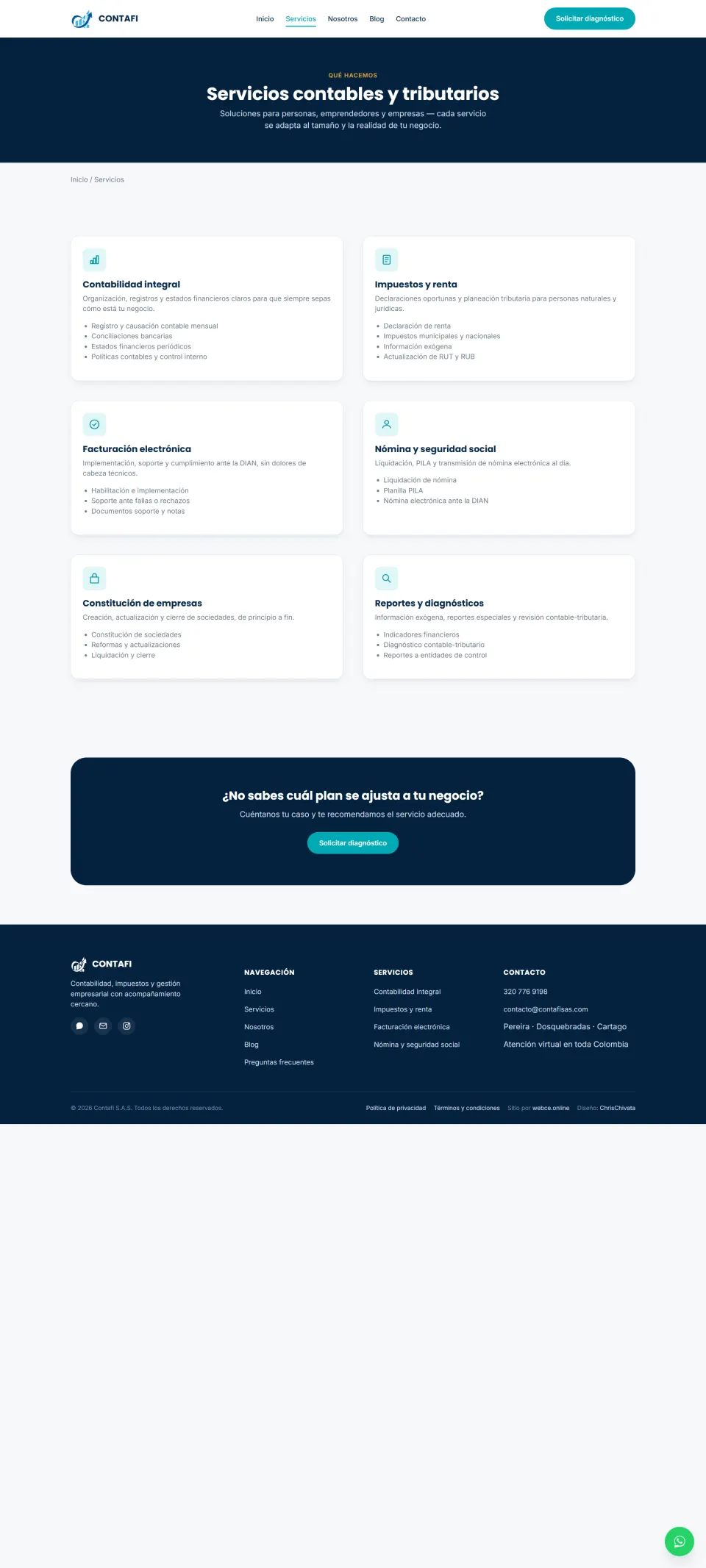 Página /servicios de Contafi