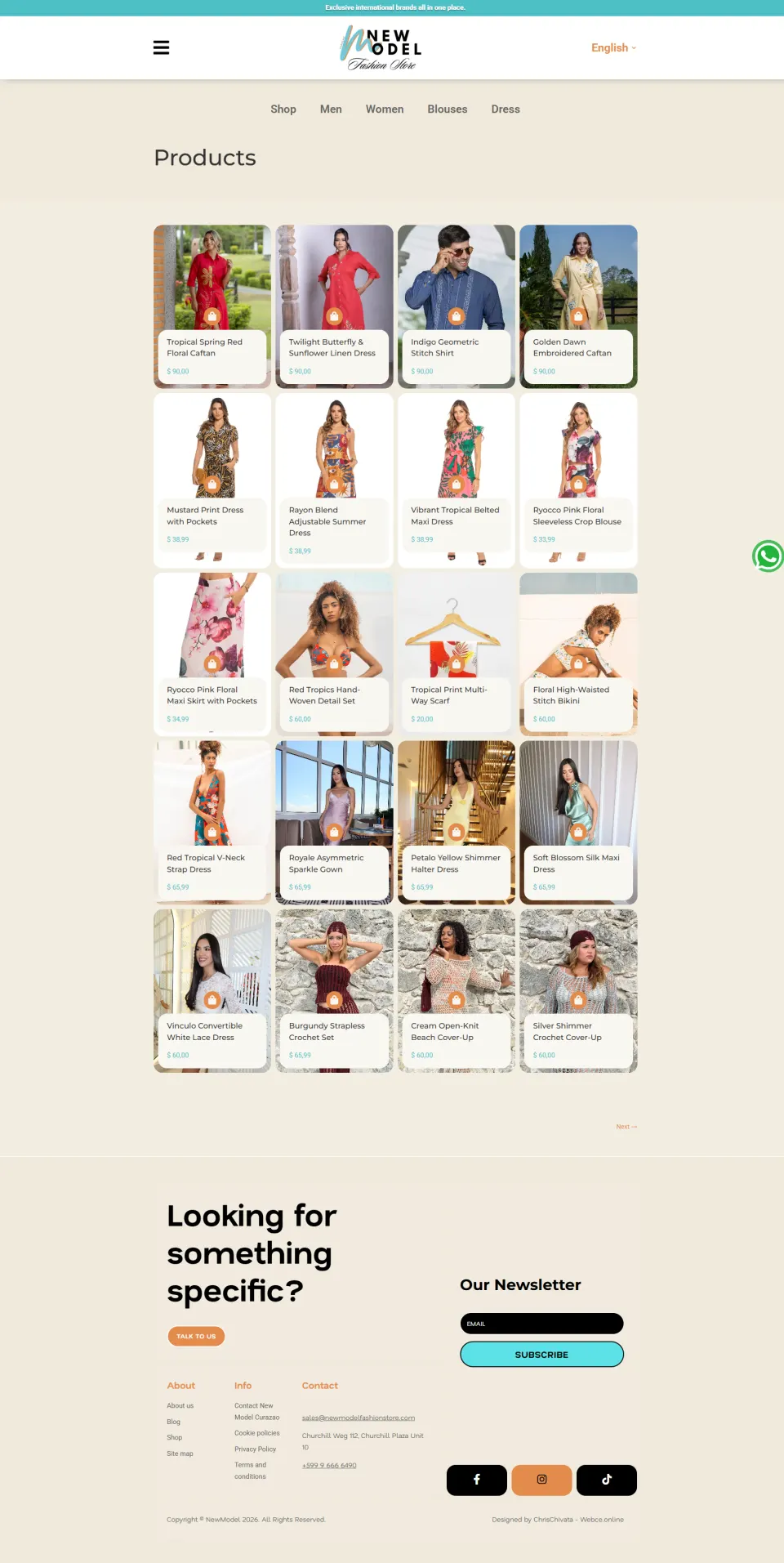 Página · catálogo de New Model Fashion Store