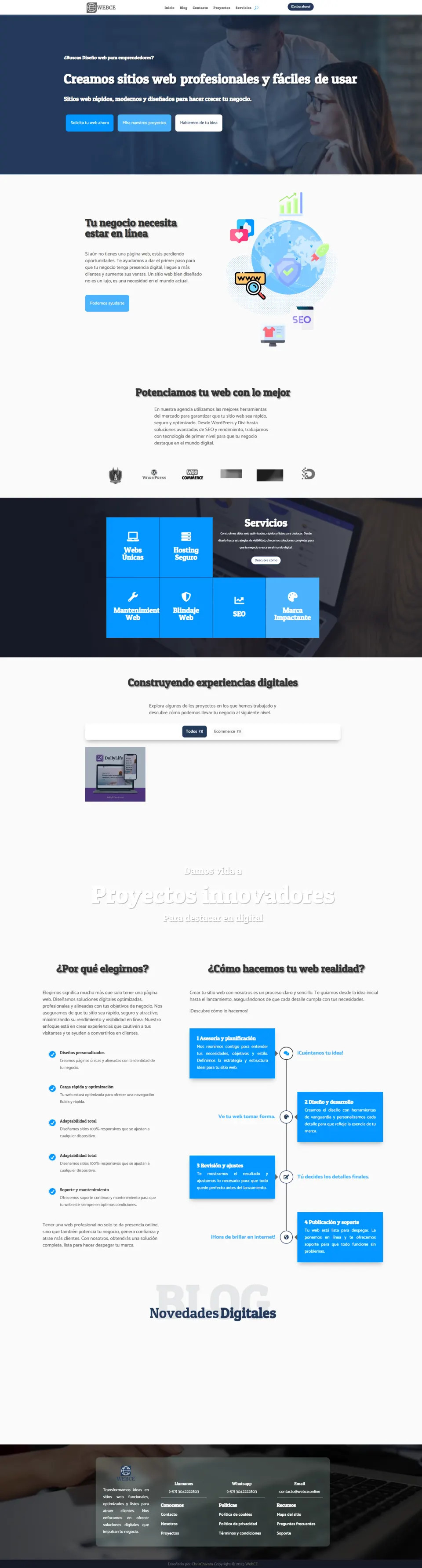 Página de inicio de Webce
